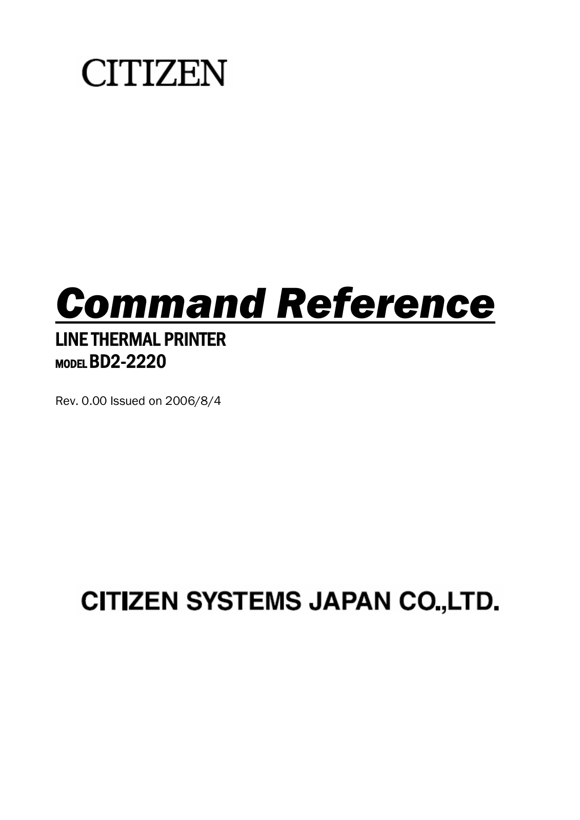 CITIZEN BD2-2220 Reference Guide