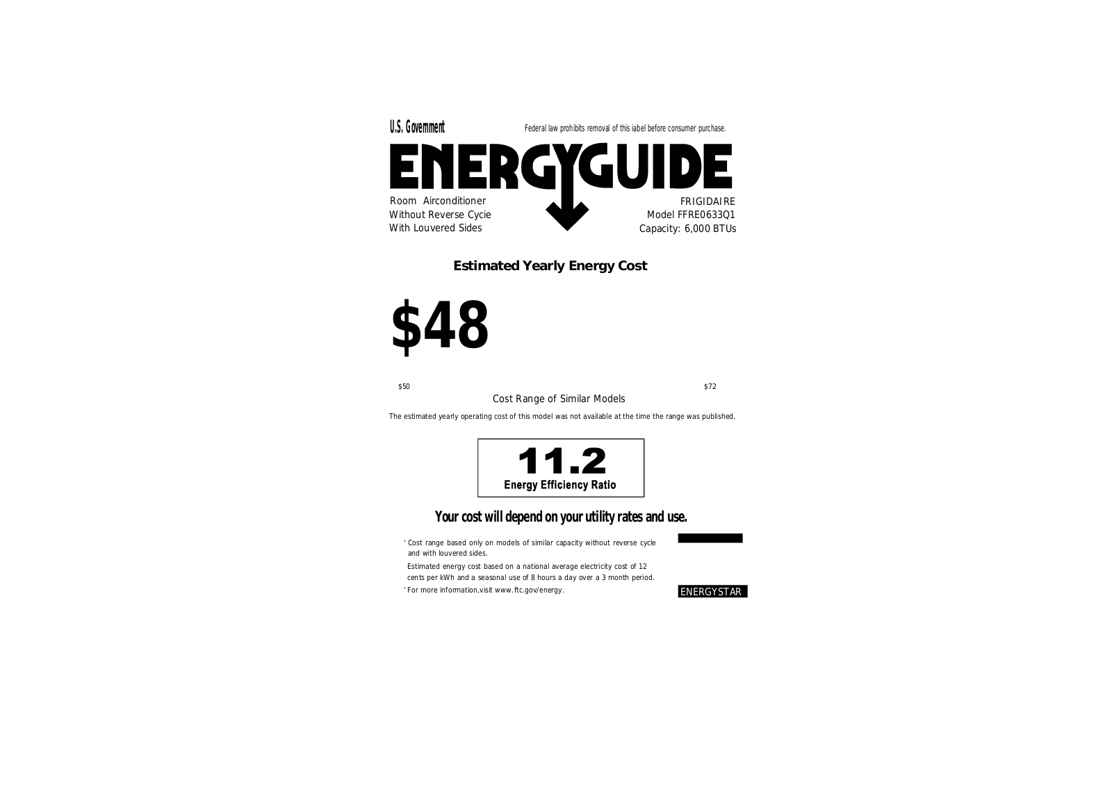 FRIGIDAIRE FFRE0633Q1 User Manual