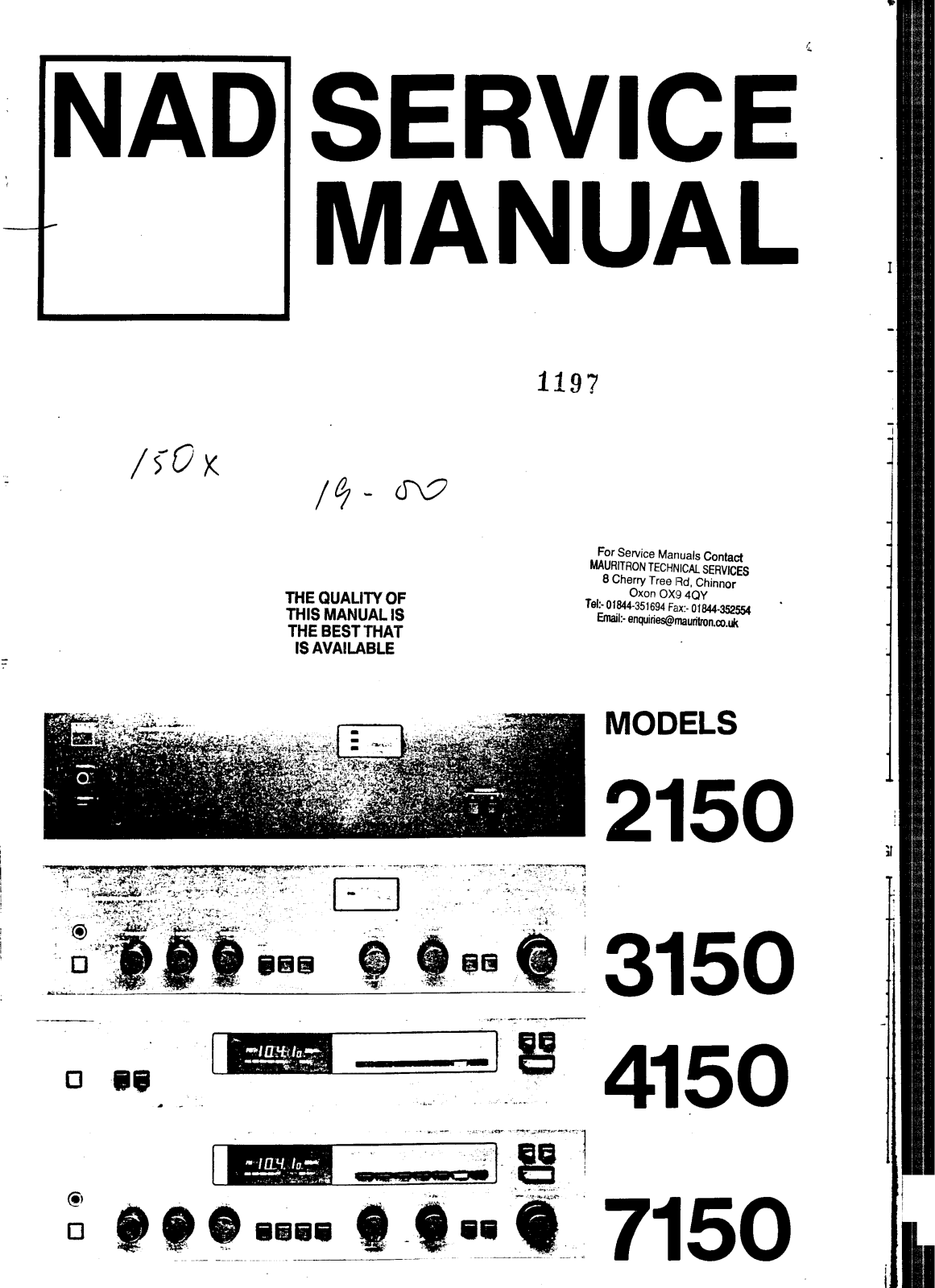 NAD 3150, 4150, 2150, 7150 Service manual