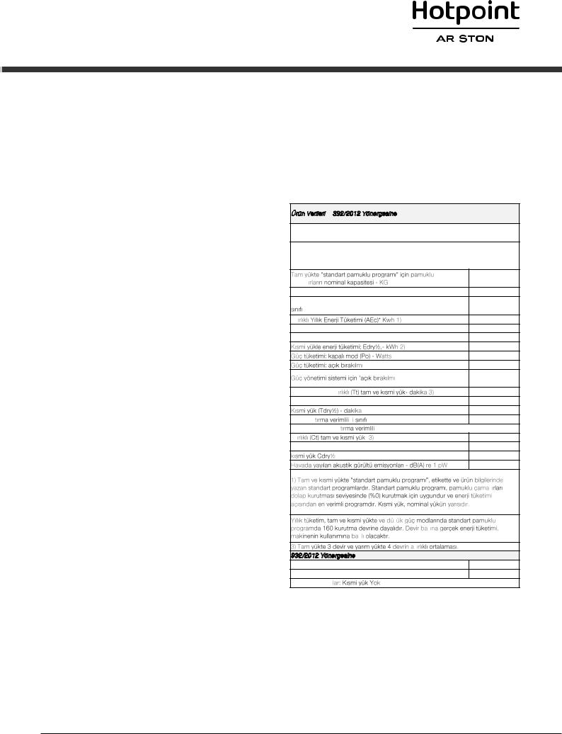 HOTPOINT/ARISTON FTCL 87B 6P (TK) User Manual