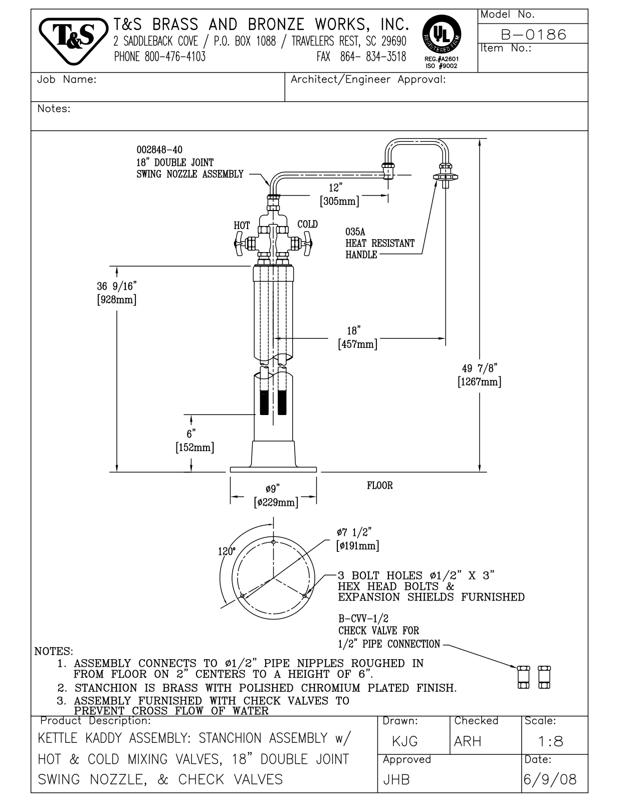 T&S Brass B-0186 User Manual