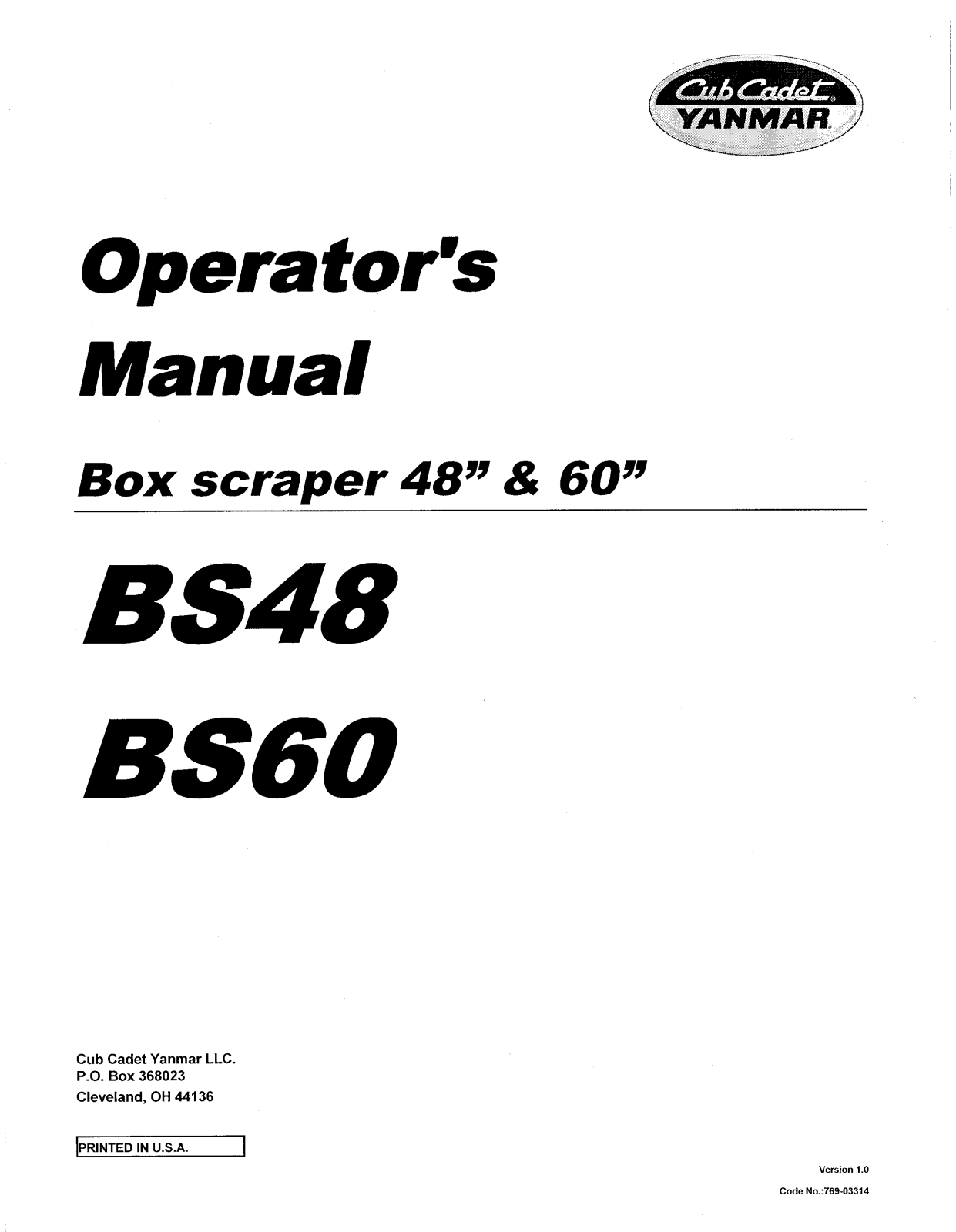 Cub cadet BS48, BS60 User Manual