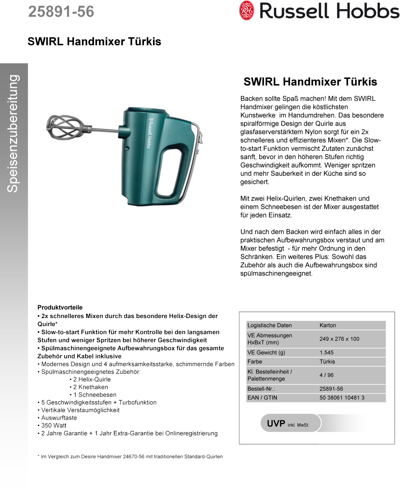 RUSSELL HOBBS 25890-56 Technical data