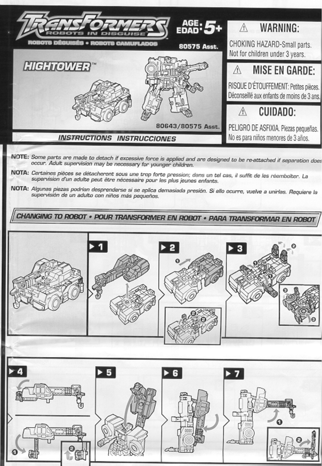 HASBRO Transformers Robots in Disguise Hightower User Manual