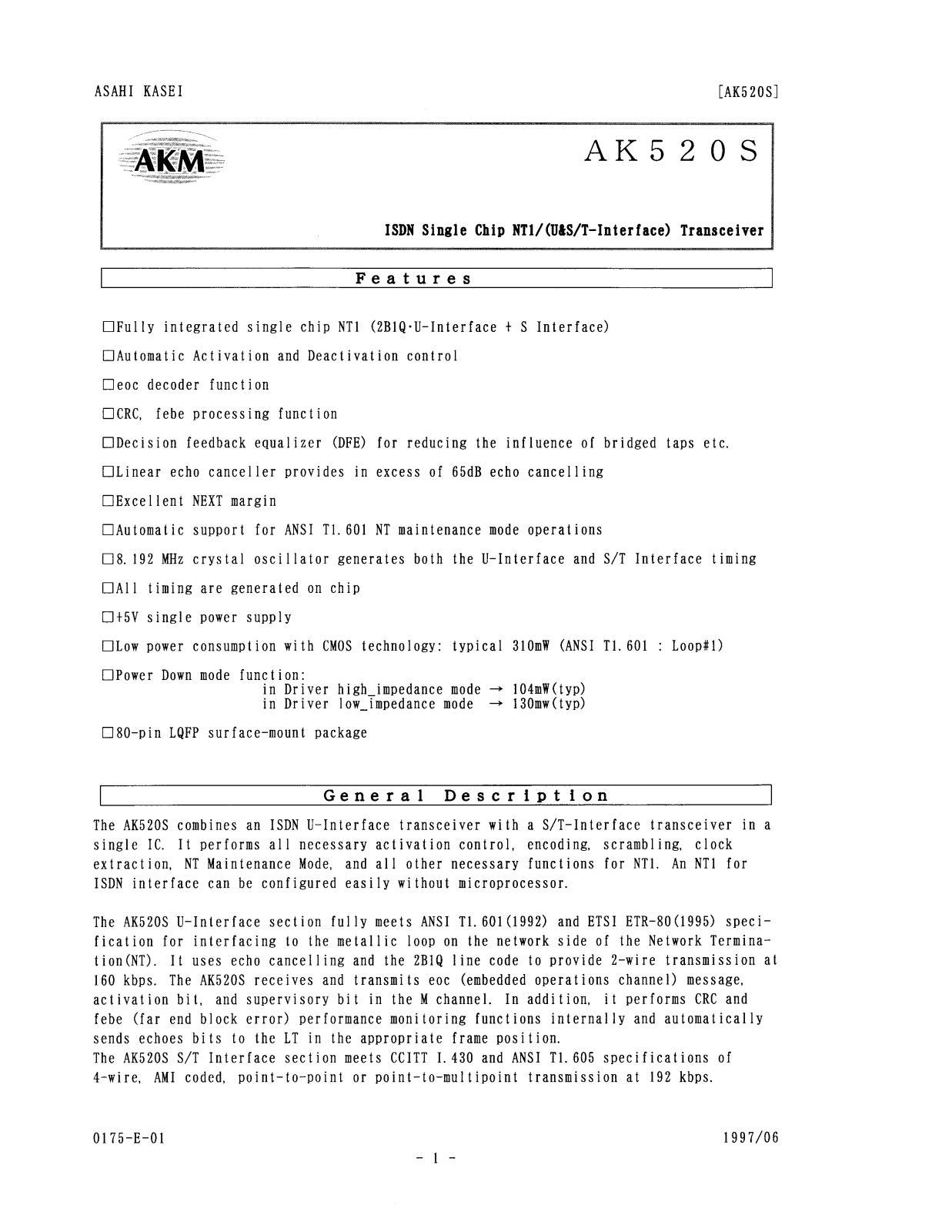 AKM AK520S Datasheet