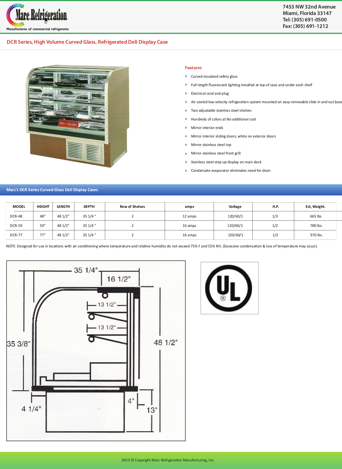 Marc Refrigeration DCR-48 User Manual