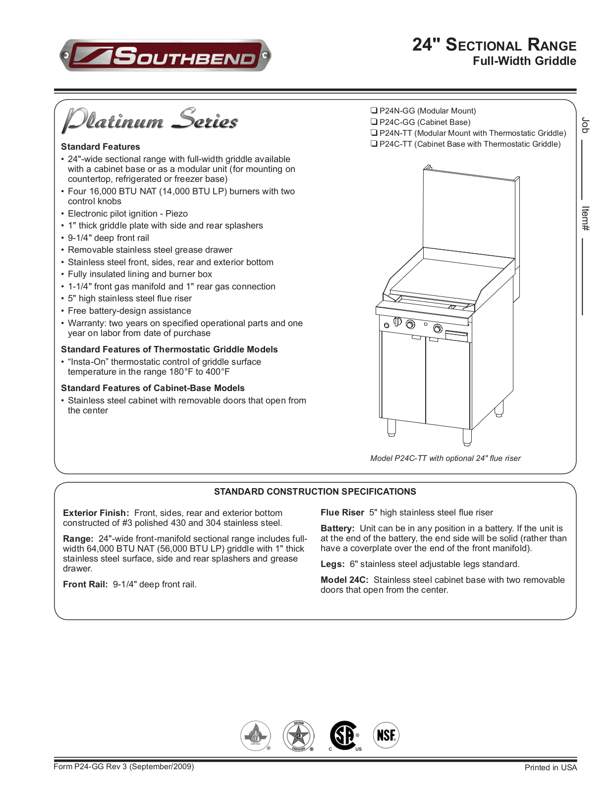 Southbend P24N-GG General Manual