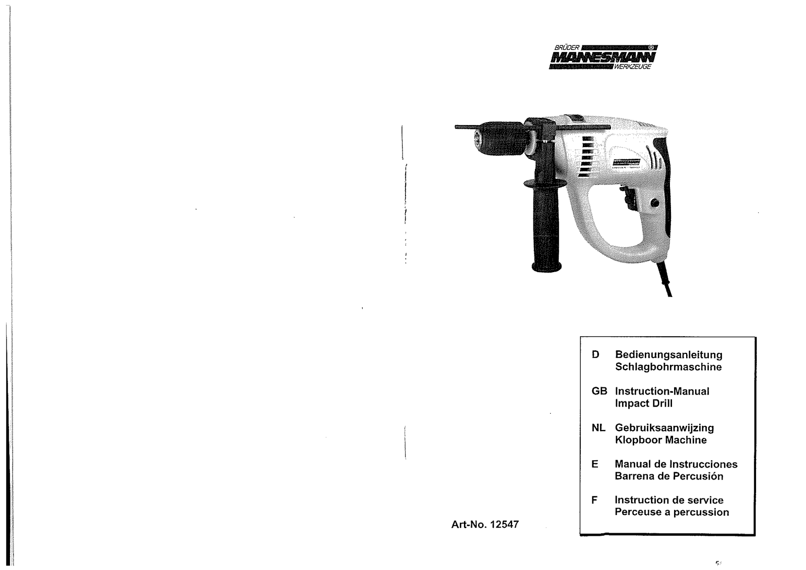 Brüder Mannesmann M12547 User Manual - ManualMachine.com