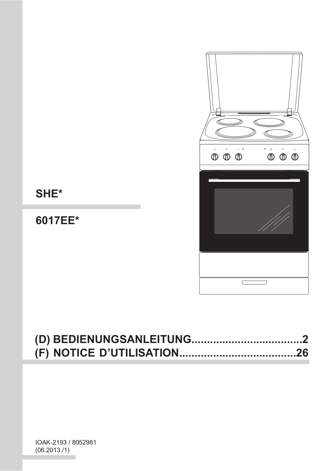 Amica SHE 11660 W operation manual