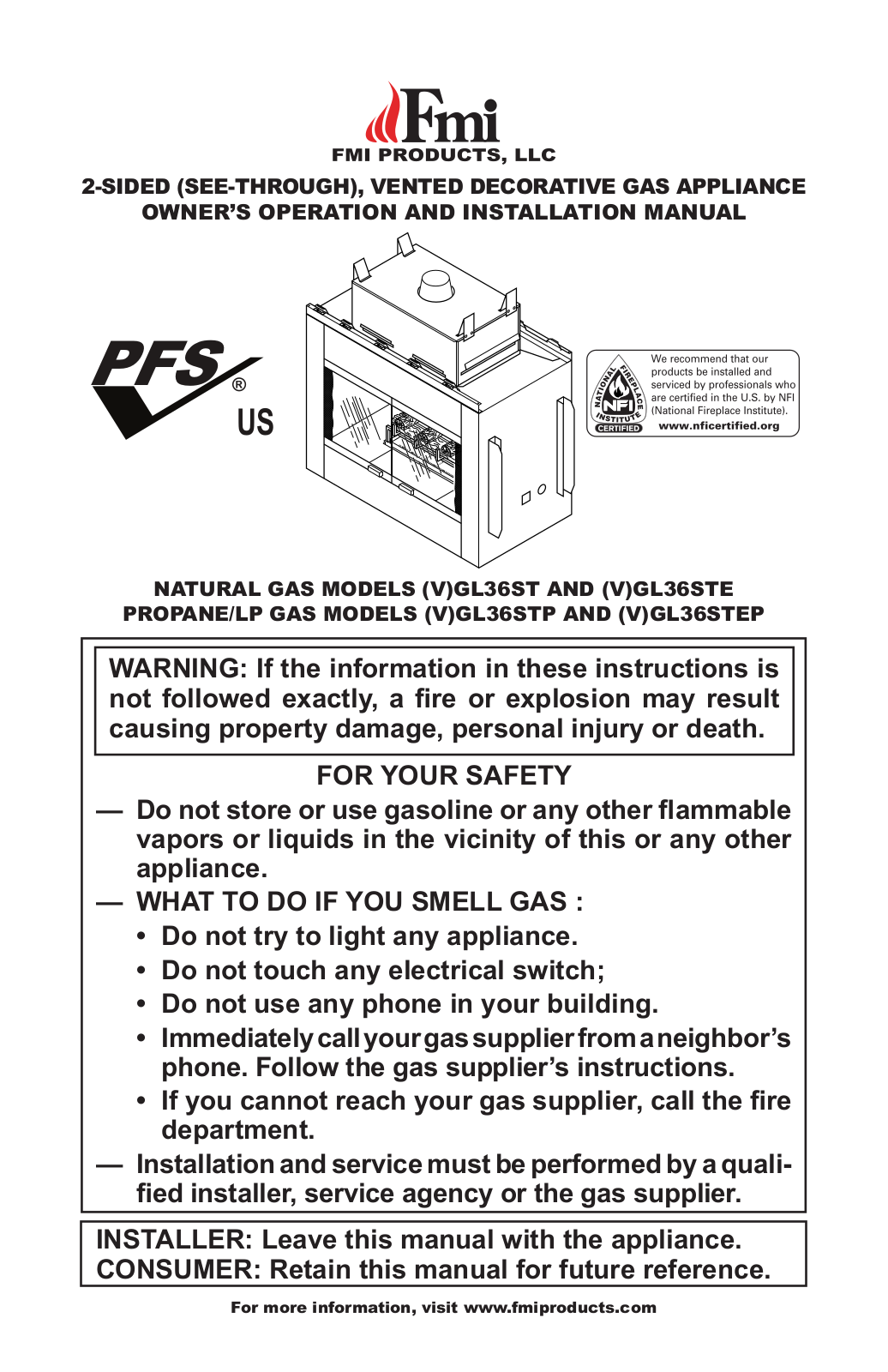 FMI GL36STEP, GL36ST, GL36STE, GL36STP User Manual