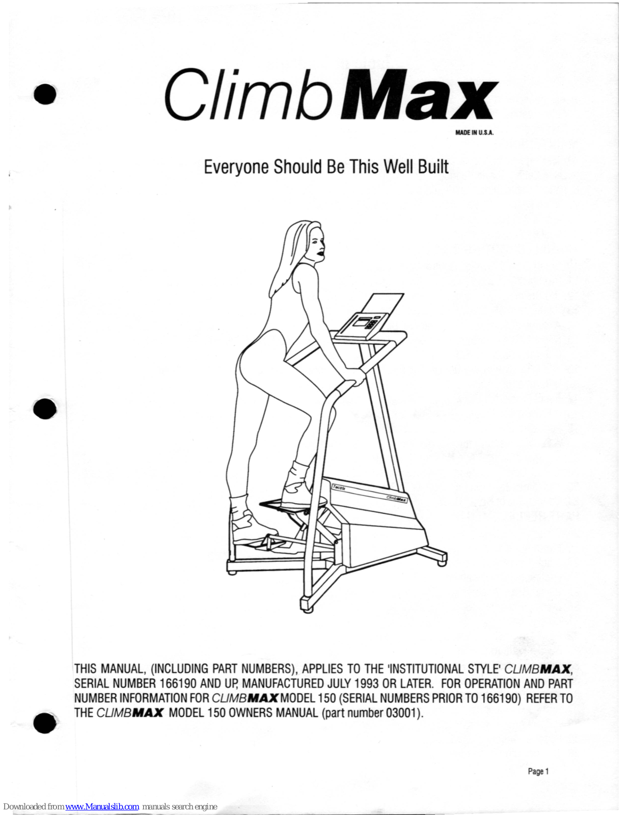 Tectrix Climbmax 150 Owner's Manual - ManualMachine.com