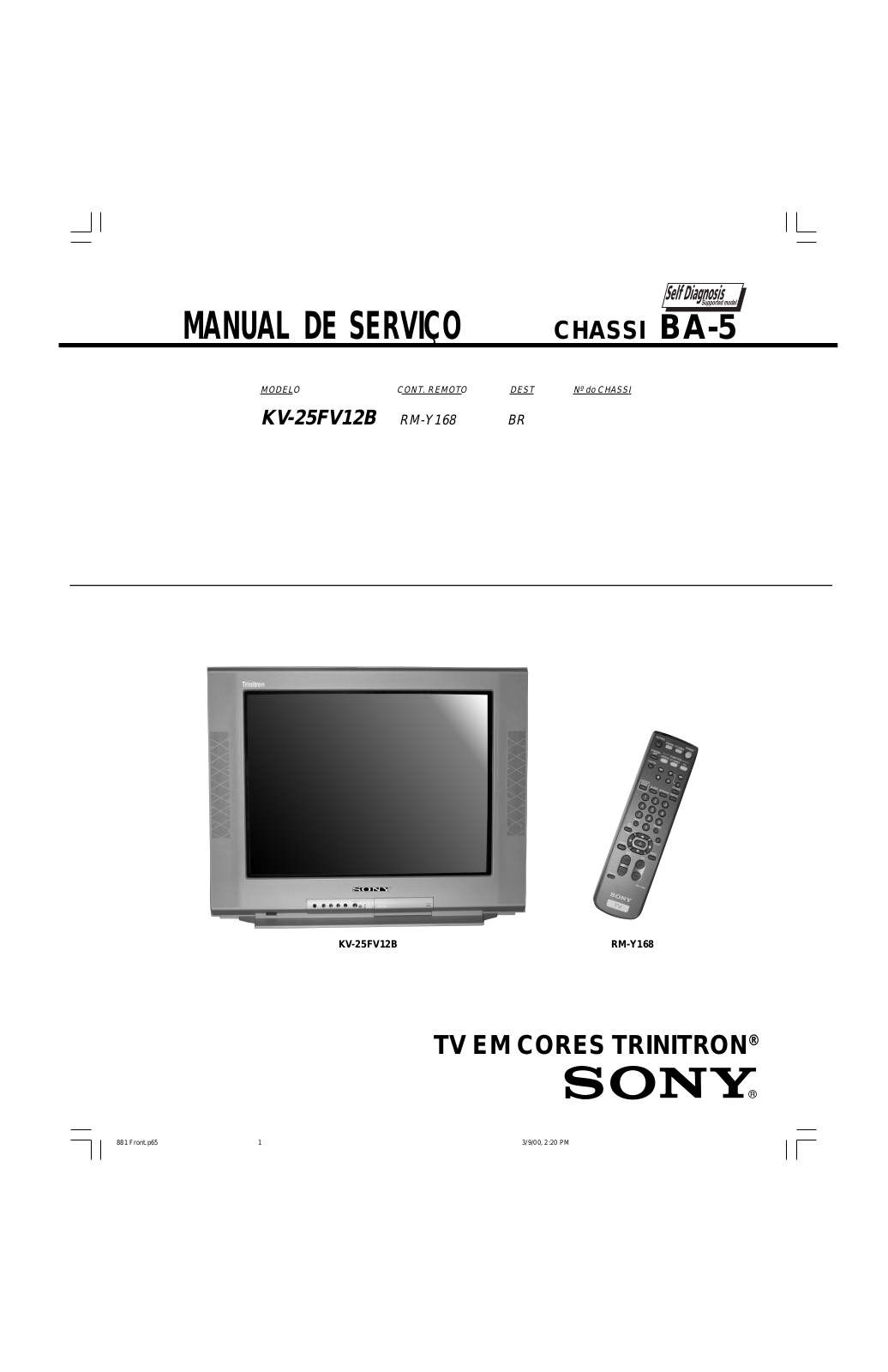 Sony KV-25FV12B Service Manual