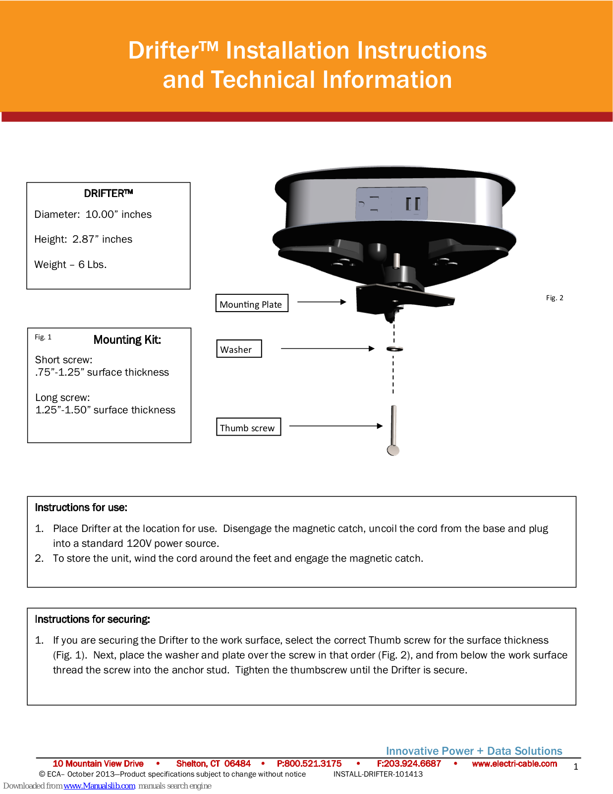 Spectrum Drifter Installation Instructions And Technical Information