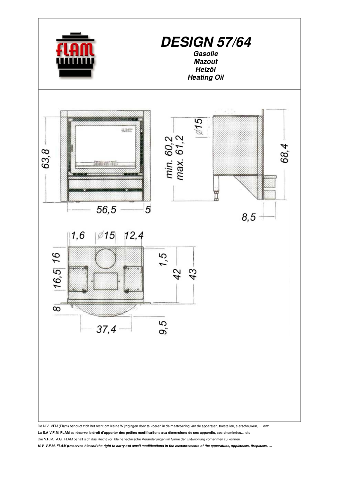 Flam DESIGN 57-64 DIMENSIONS