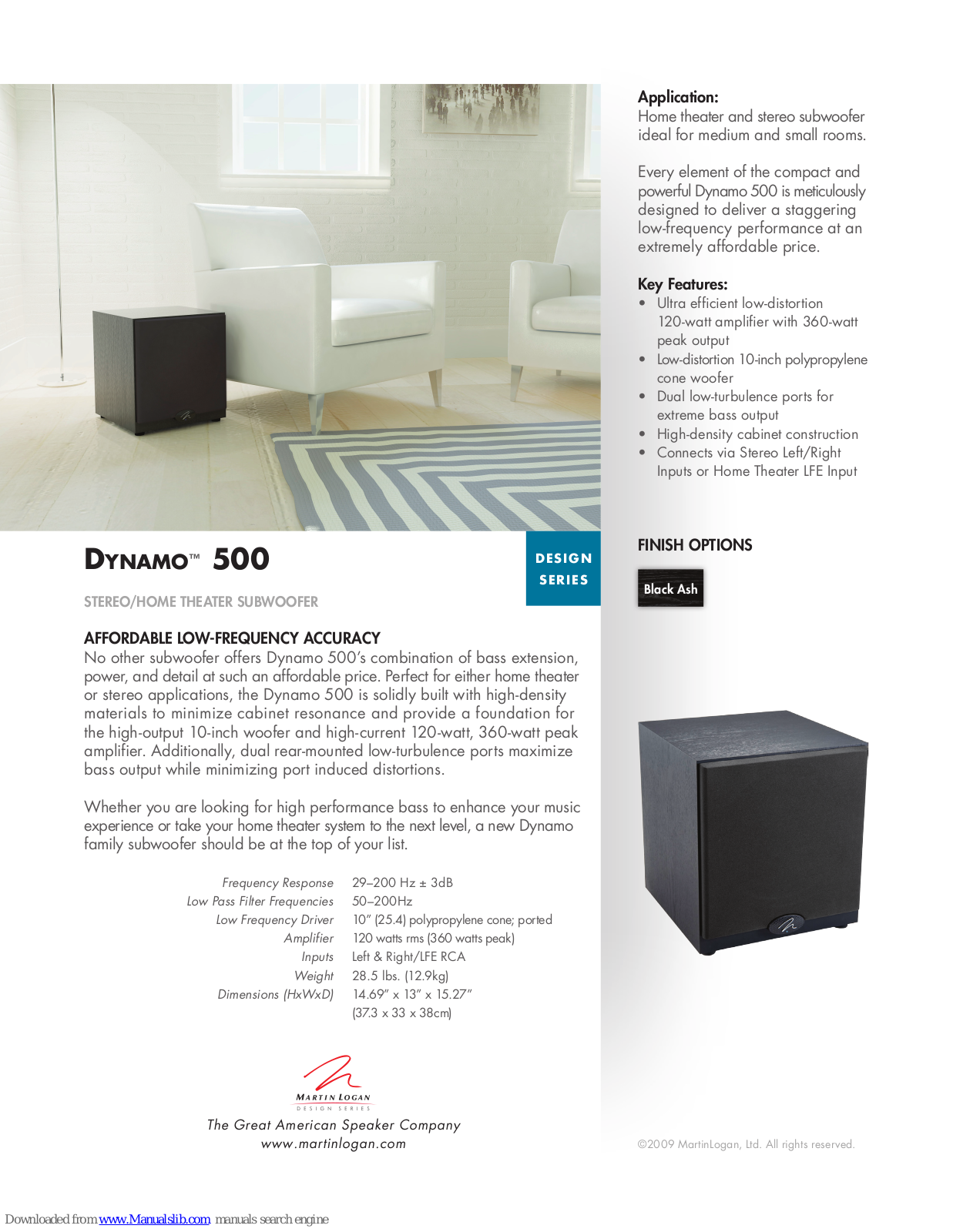 MartinLogan Dynamo 500 User Manual