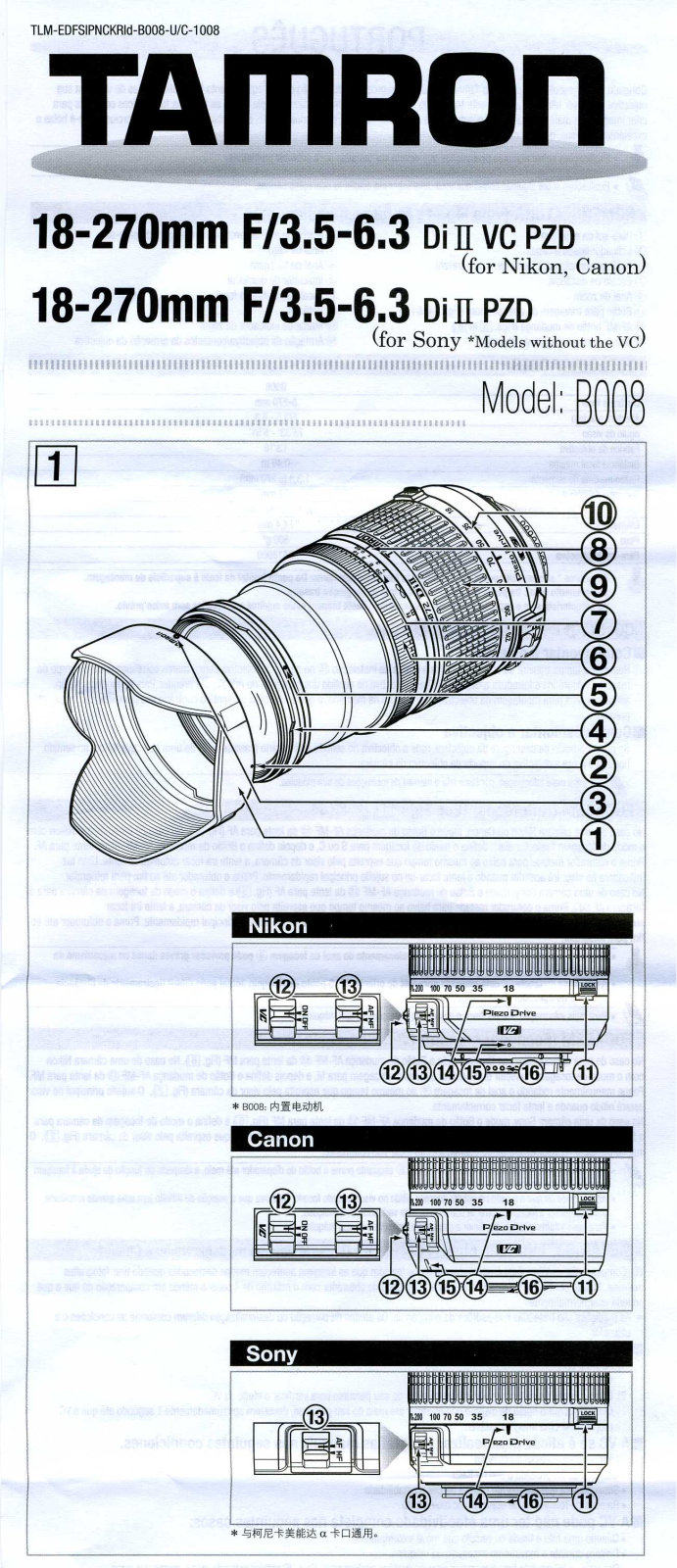 Tamron 18-270мм F3.5-6.3 Di II VC PZD User Manual