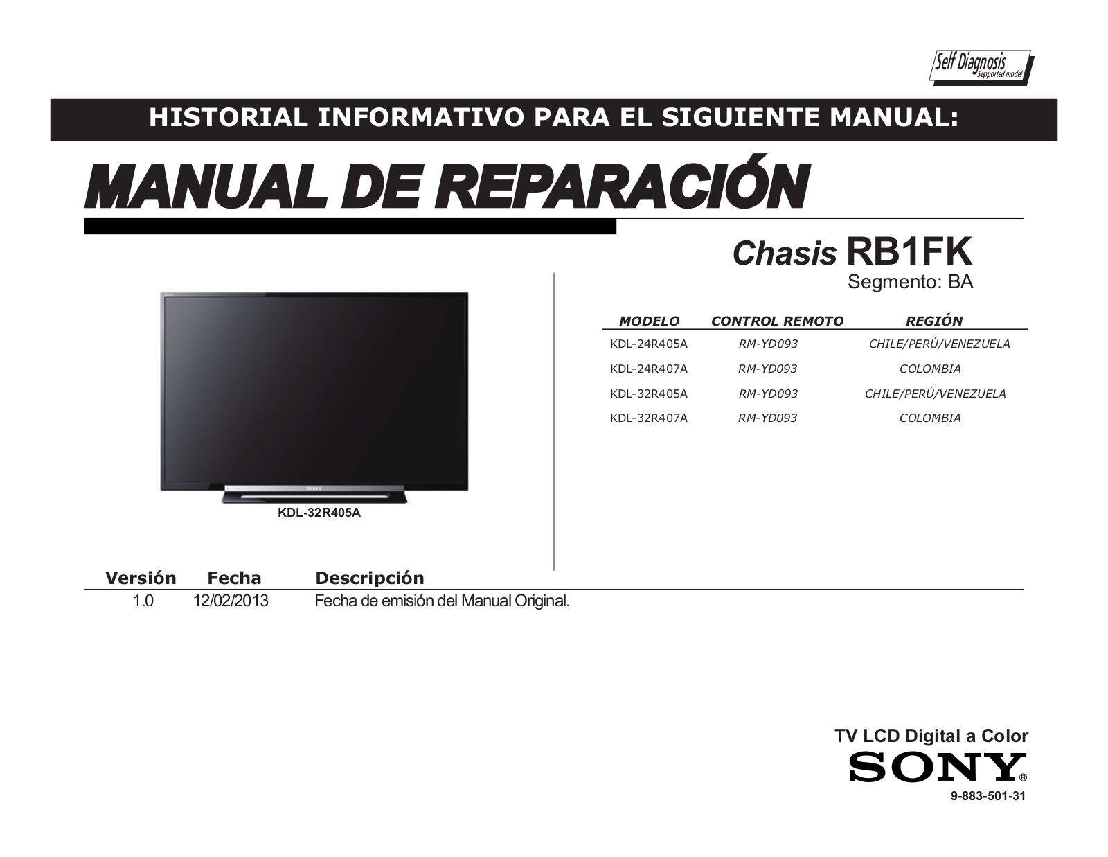 Sony KDL-32R405A, KDL-32R407A Schematic
