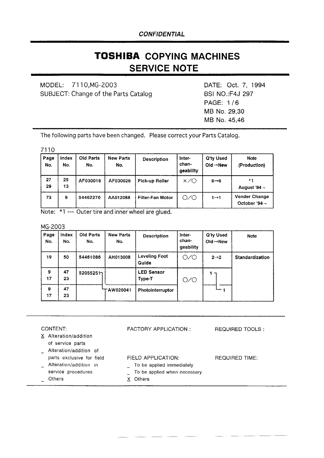 Toshiba f4j297 Service Note