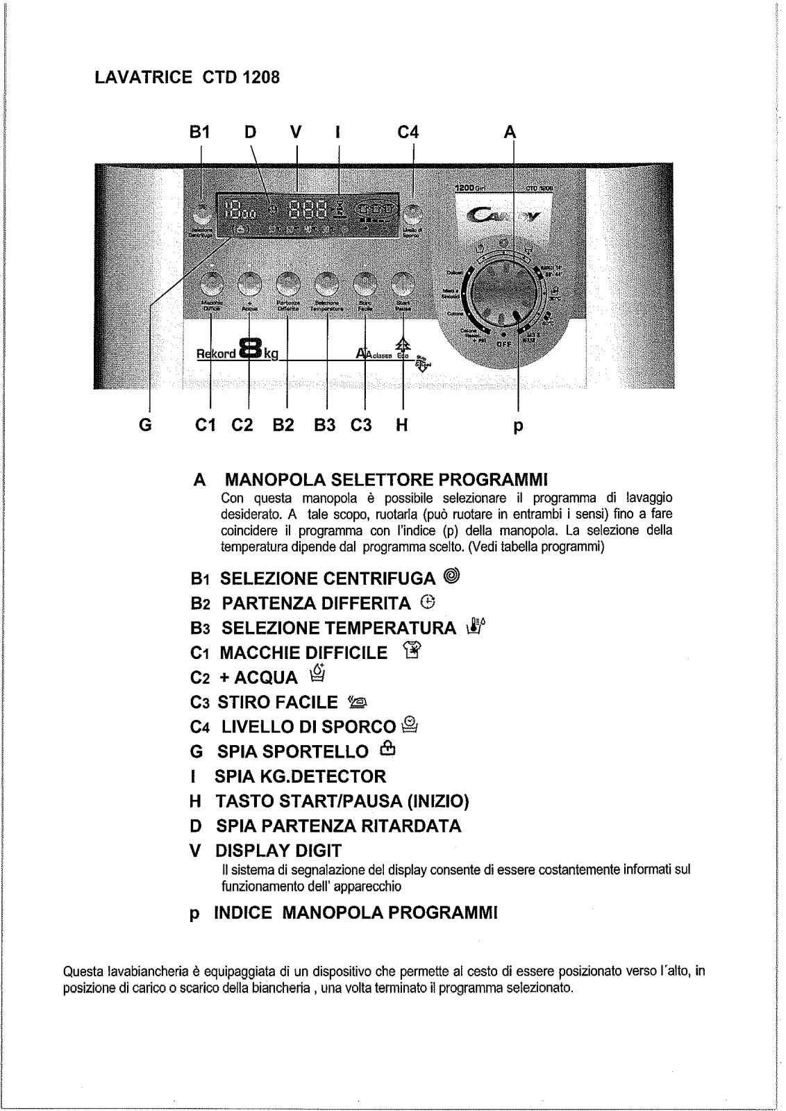 Candy CTD 1208 User Manual