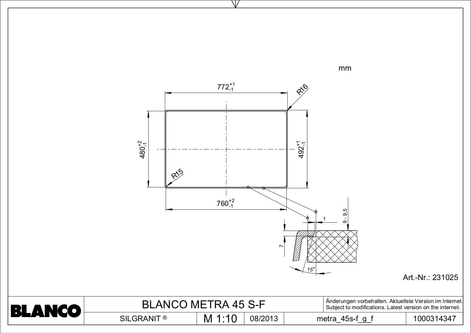 Blanco Metra 45 S-F User Manual