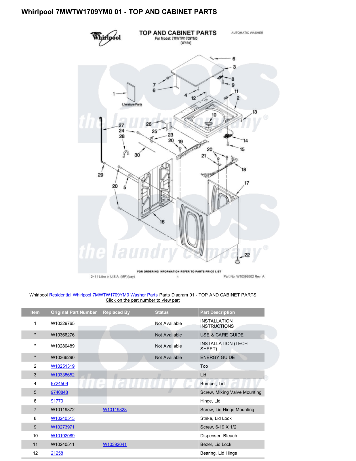 Whirlpool 7MWTW1709YM0 Parts Diagram