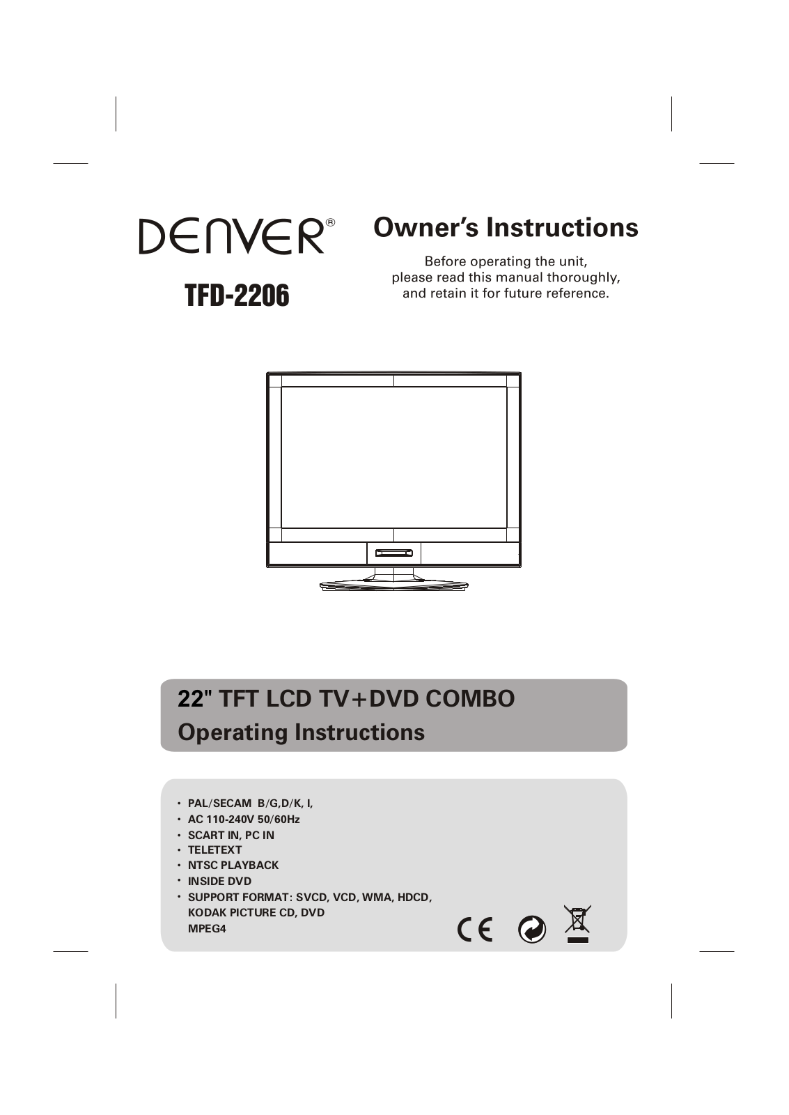 Denver TFD-2206 Instruction Manual