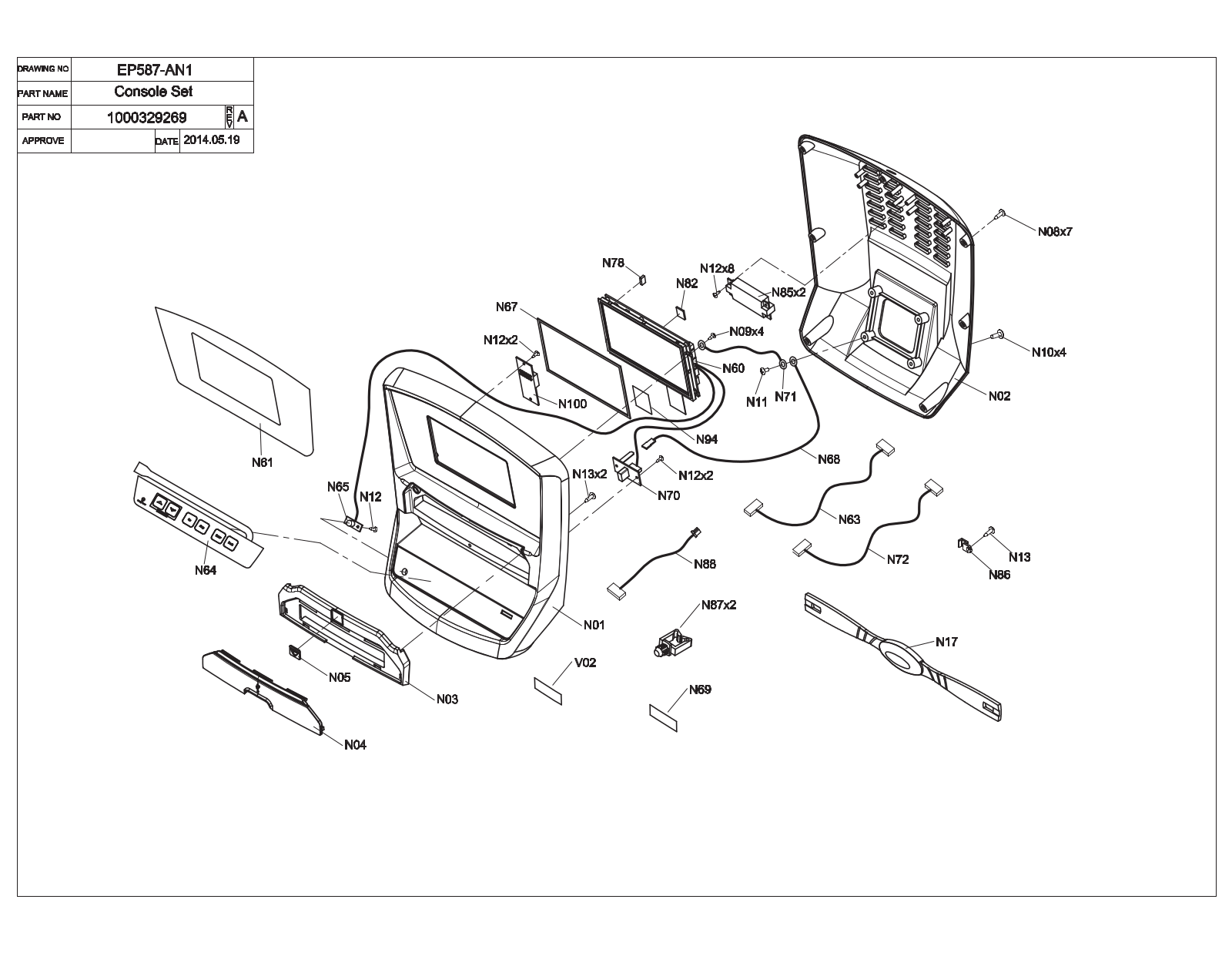 Horizon Fitness X40 Elegant+, XF40 Elegant+ Folding, R20 Elegant+, R40 Elegant+, U20 Elegant+ Exploded Diagram