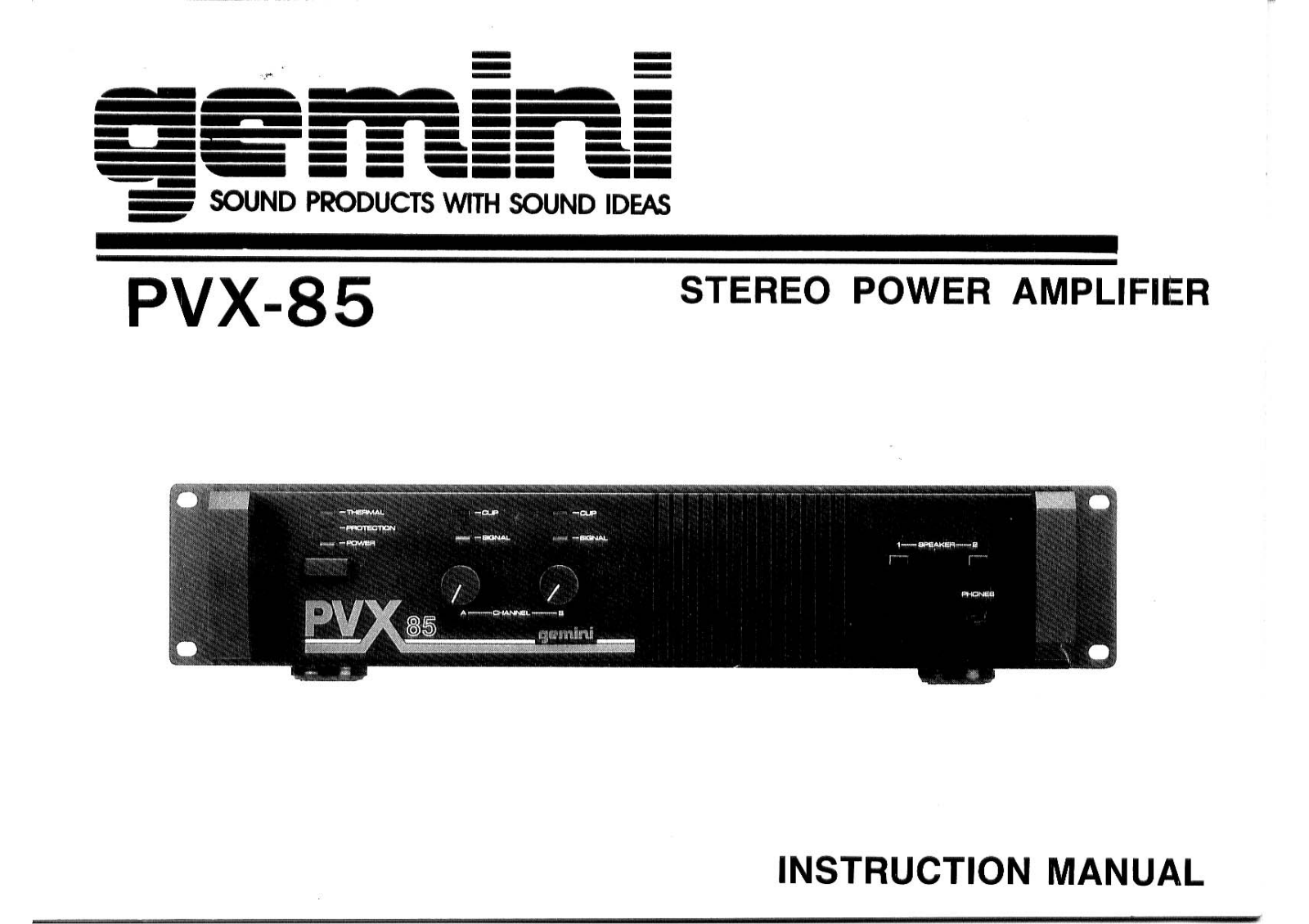 Gemini Sound PVX-85 Owners manual