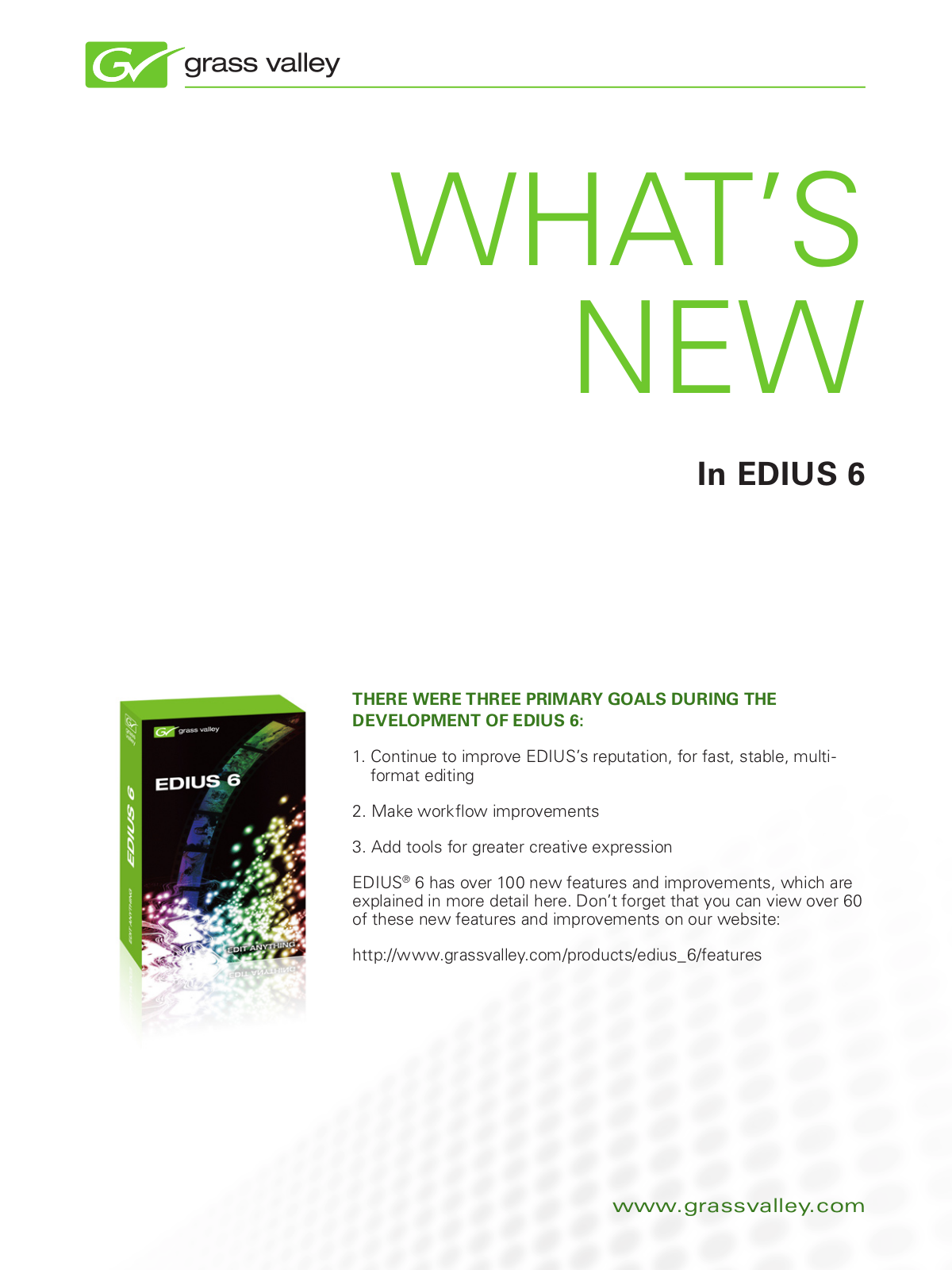 GRASS VALLEY EDIUS 6 - WHATS NEW 2010, EDIUS 6 User Manual