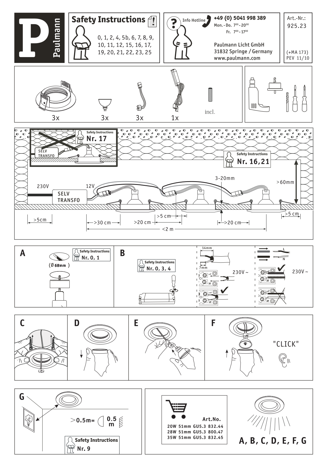 Paulmann 92523 Safety instructions - ManualMachine.com
