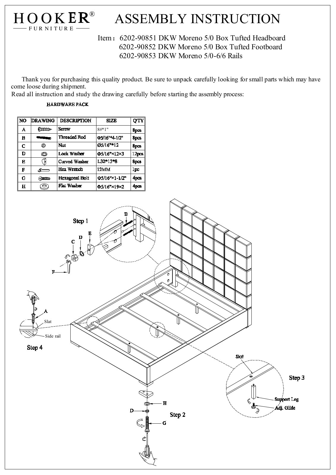 Hooker 6202-90853-DKW Assembly Instructions 1