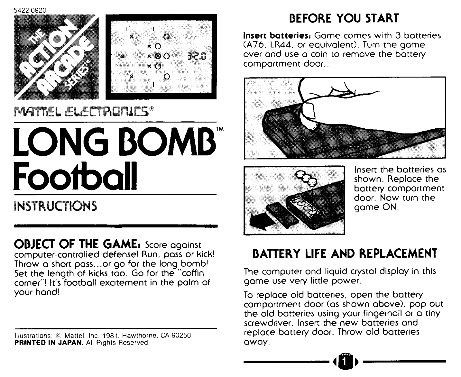 Mattel Long Bomb Football User Guide