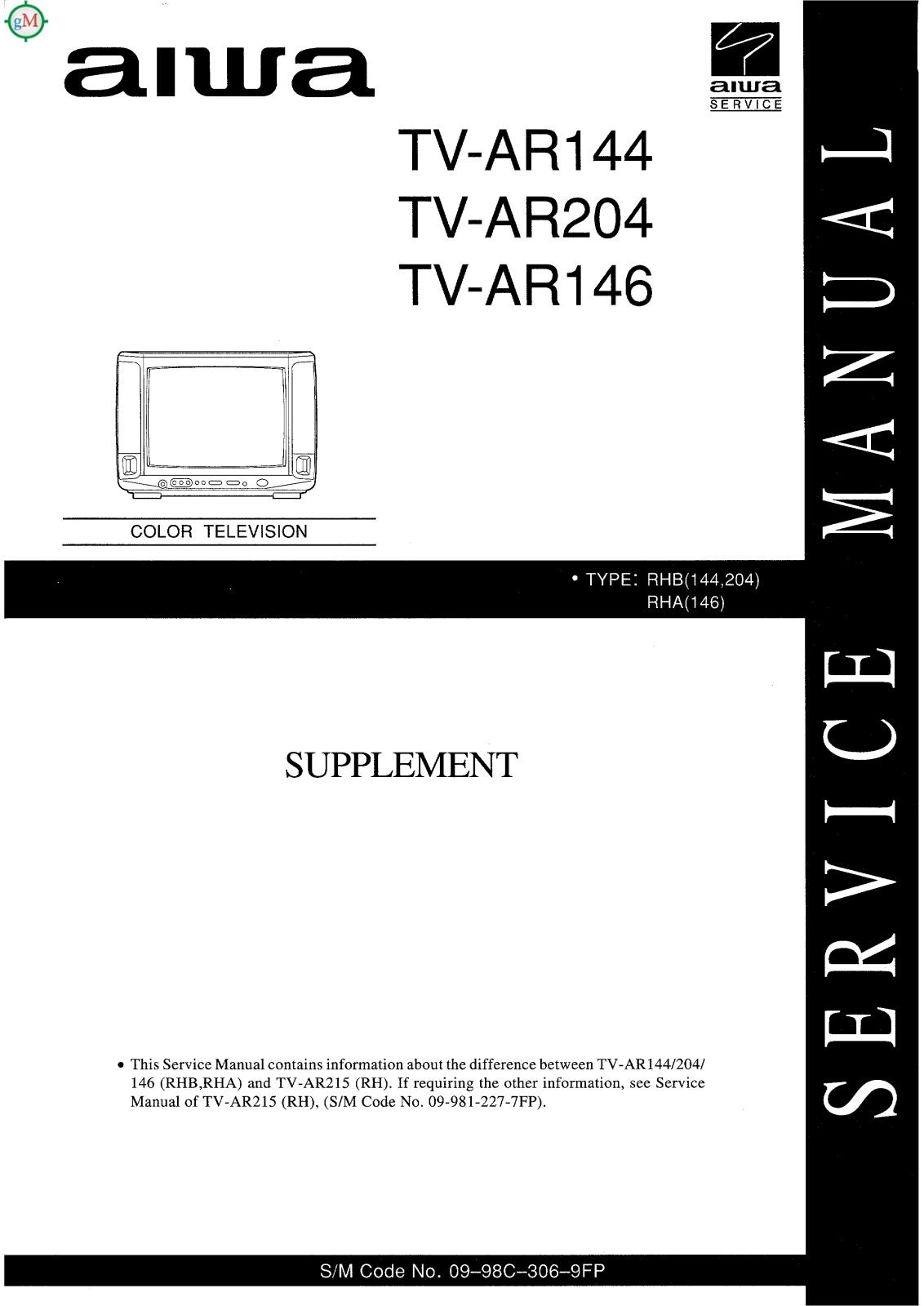 Aiwa TV-AR146, TV-AR215 Service Manual