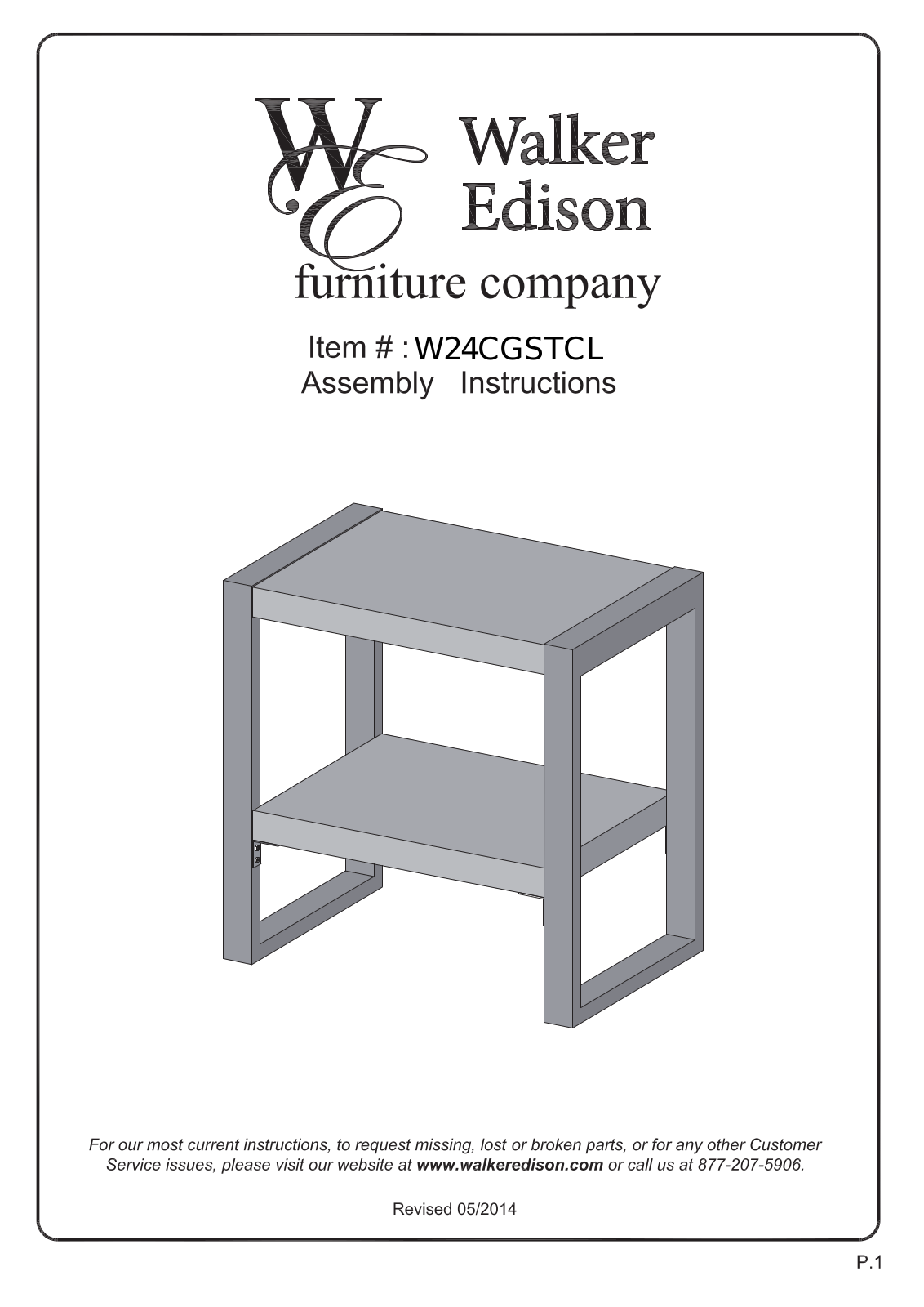 Walker Edison W24CGSTCL Assembly Guide