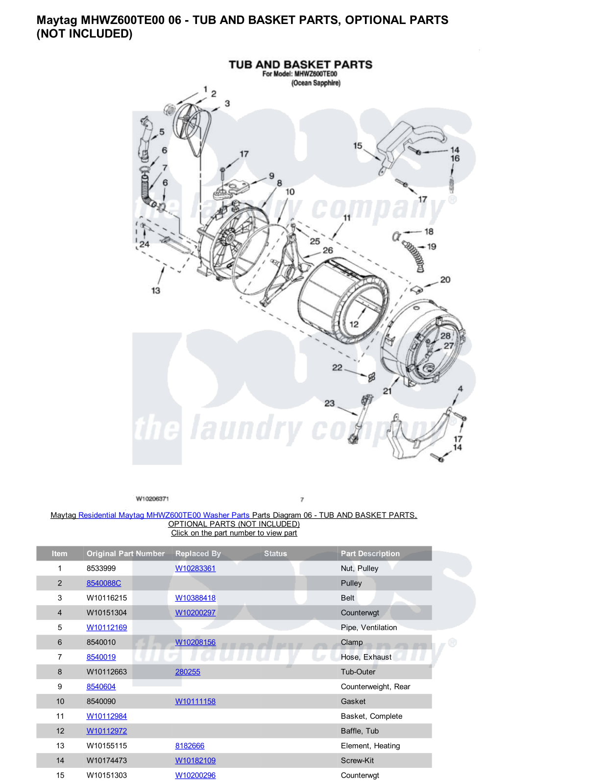 Maytag MHWZ600TE00 Parts Diagram