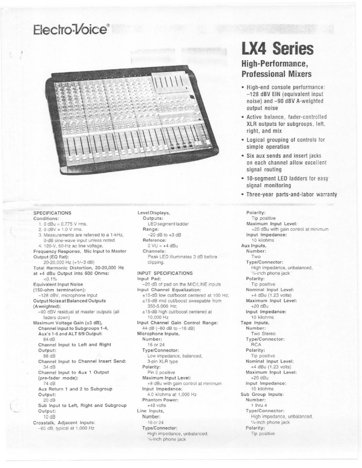 Electro-voice LX4 DATASHEET