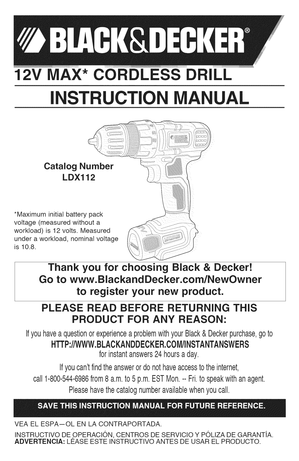 Black & Decker LDX112C TYPE1 Owner’s Manual