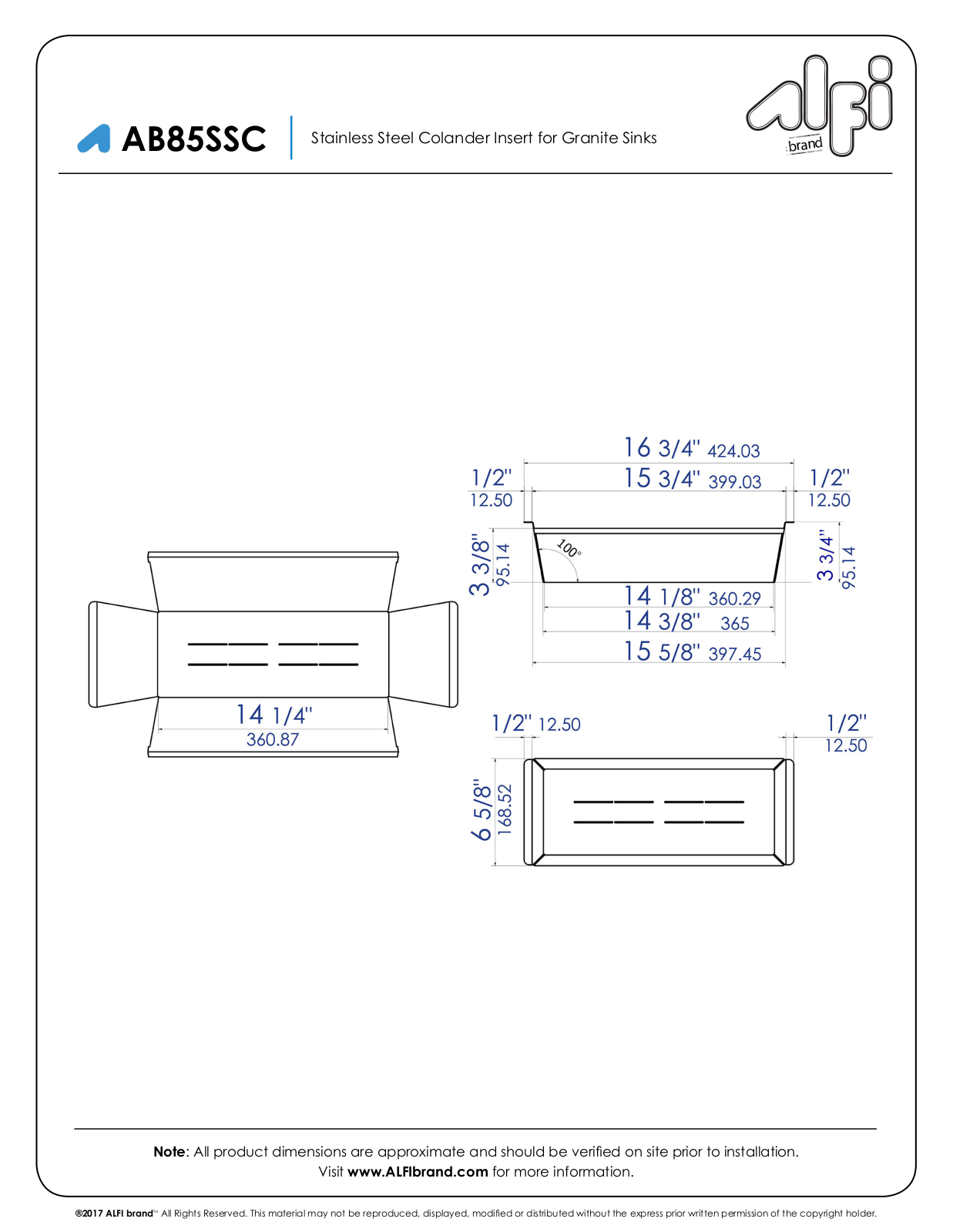 Alfi AB85SSC Specifications - ManualMachine.com