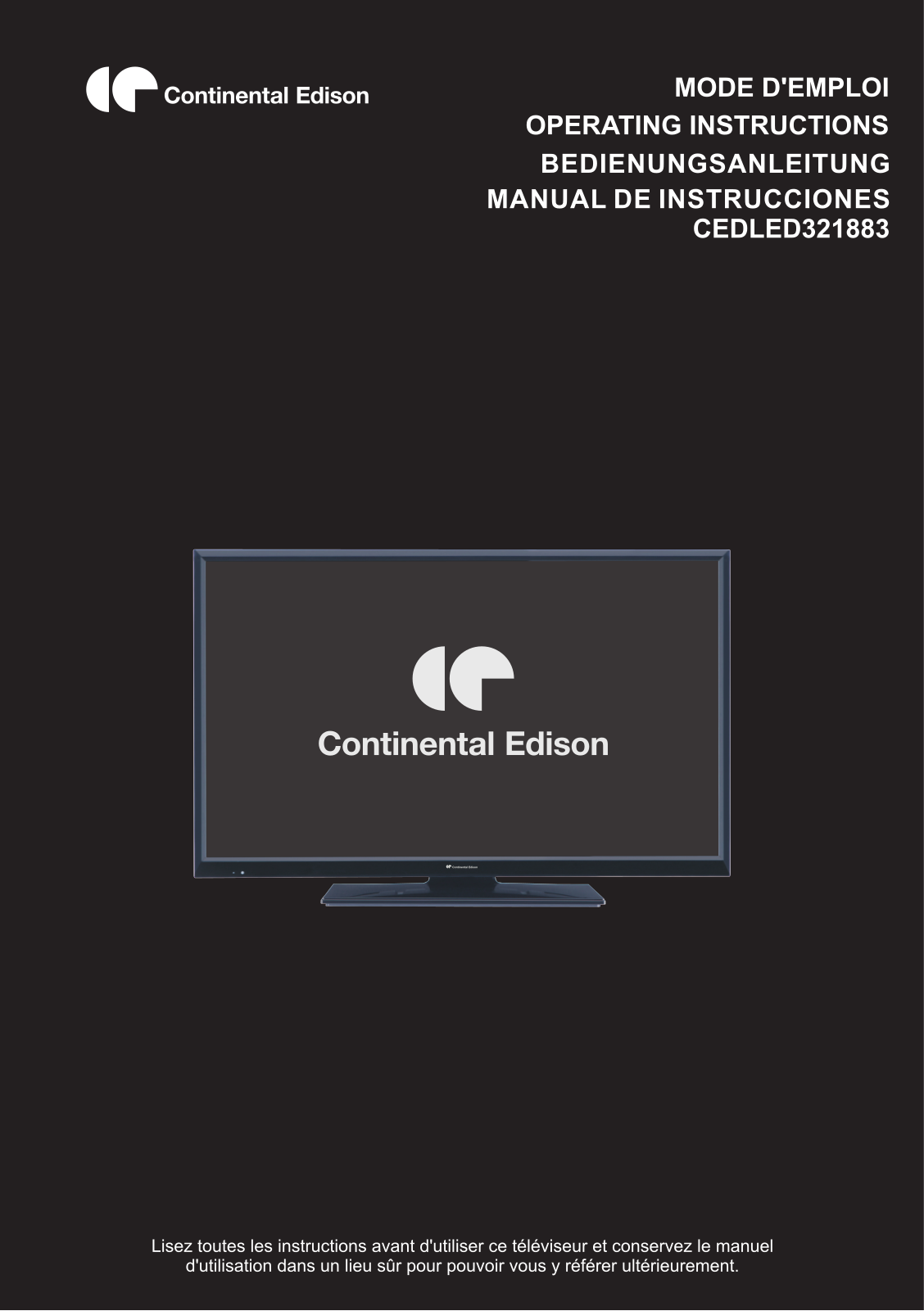 CONTINENTAL EDISON CEDLED321883 User Manual