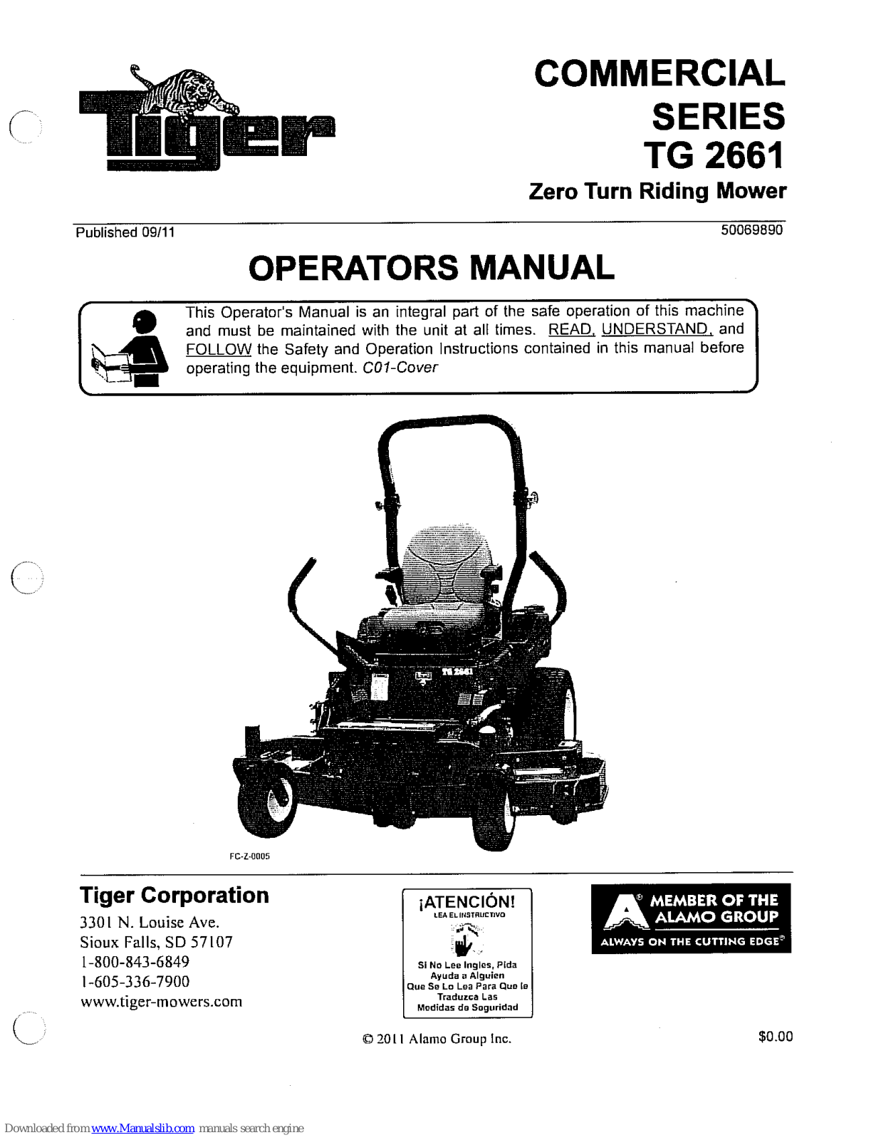 Tiger TG 2661 Commercial Series, TG 2661 Operator's Manual