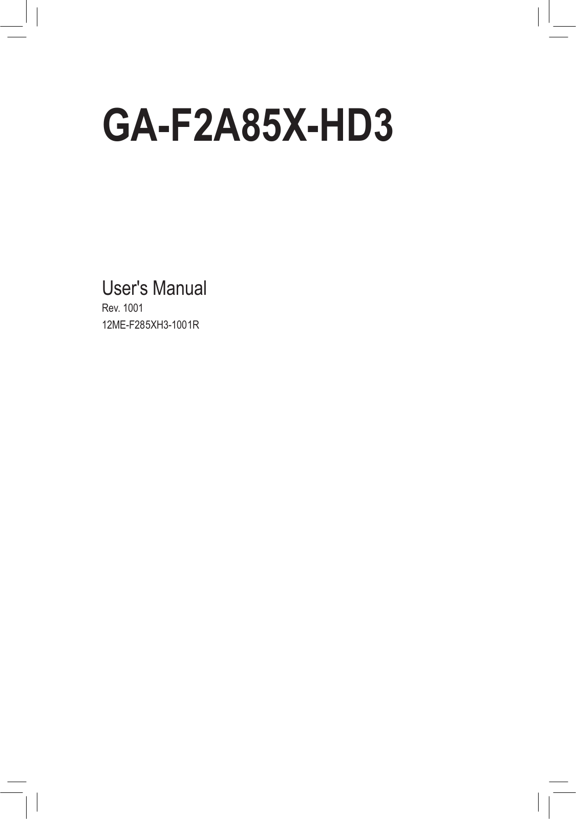 Gigabyte GA-F2A85X-HD3 User Manual