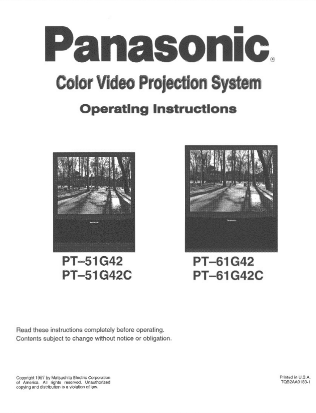 Panasonic pt-51g42 Operation Manual