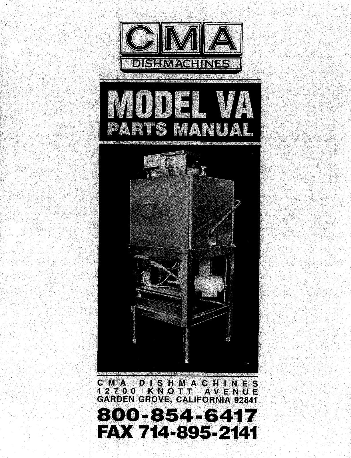 CMA Dish Machines C-VA Parts Manual