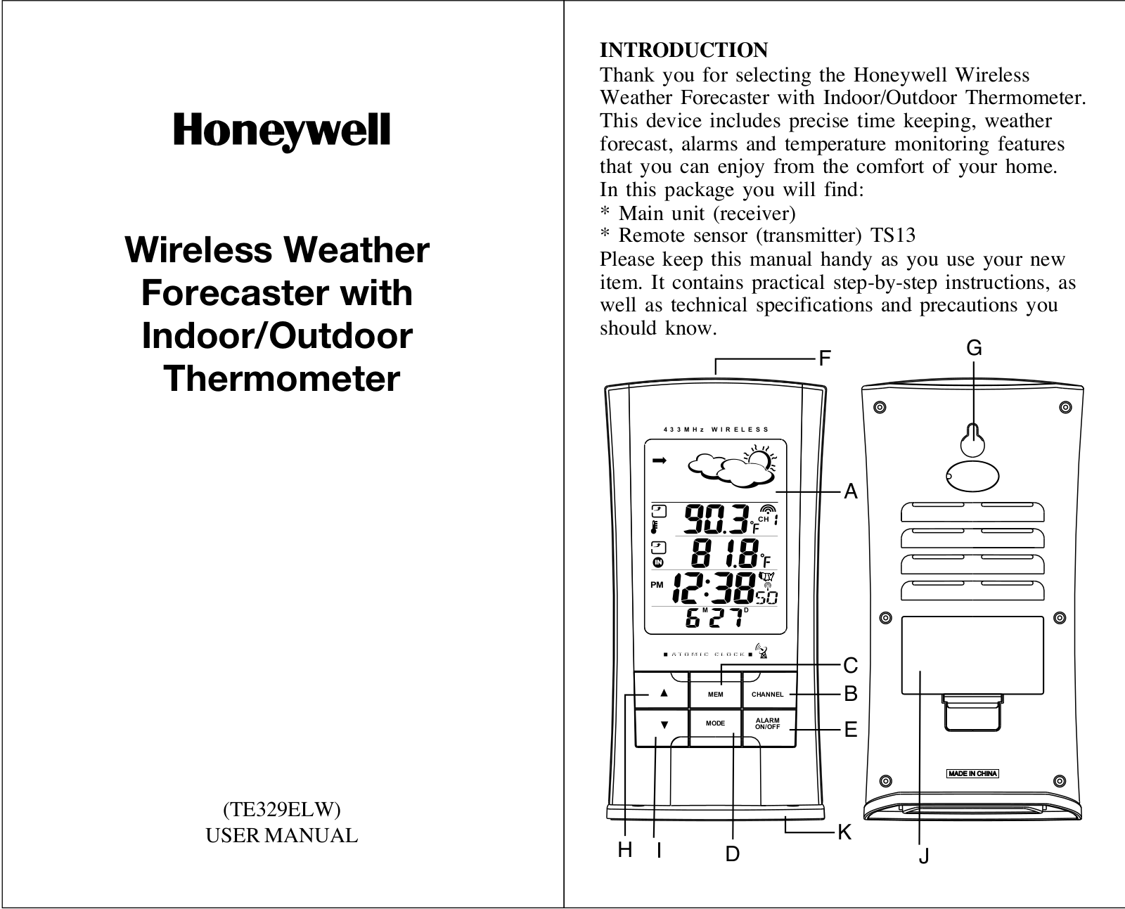 Honeywell TE329ELW User Manual