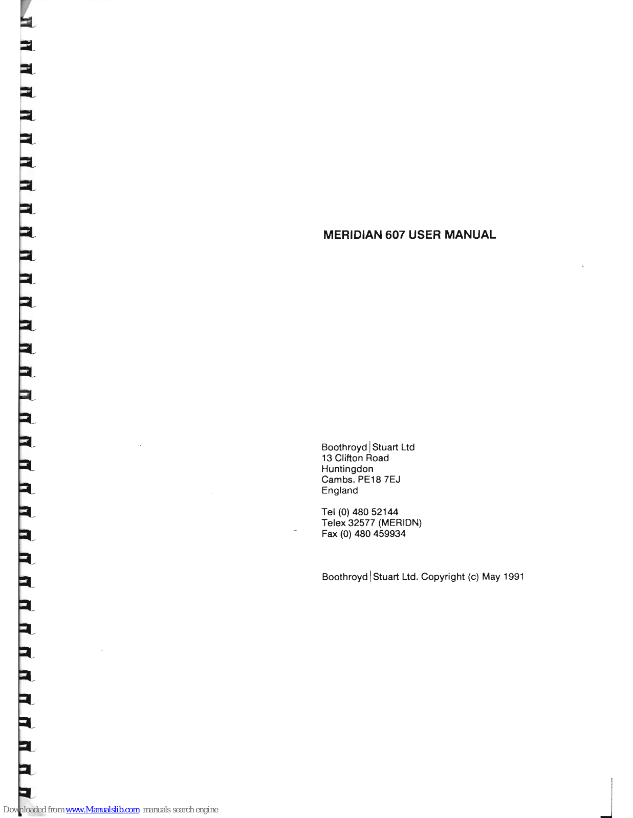 Meridian 607 User Manual