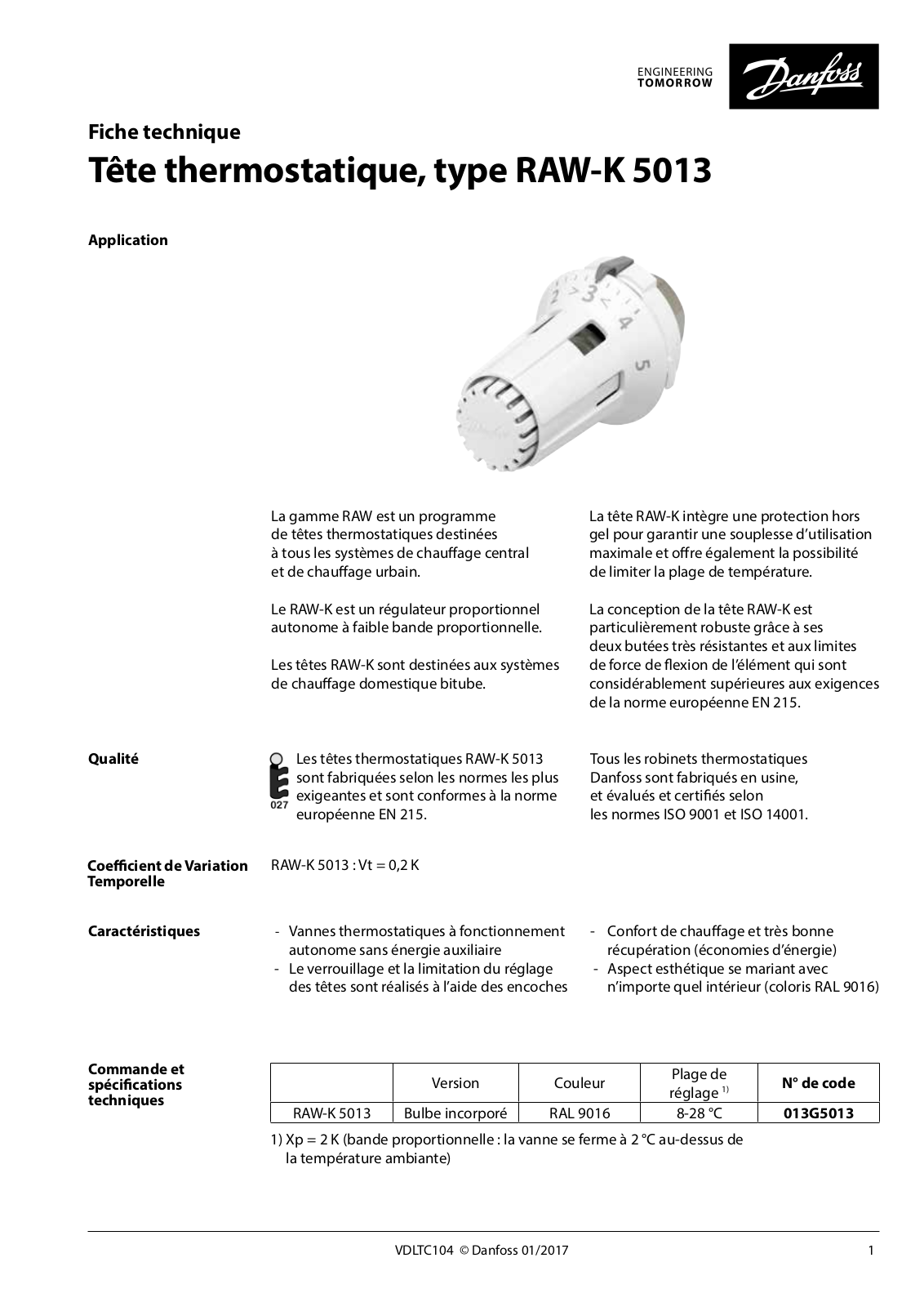 Danfoss RAW-K 5013 Data sheet