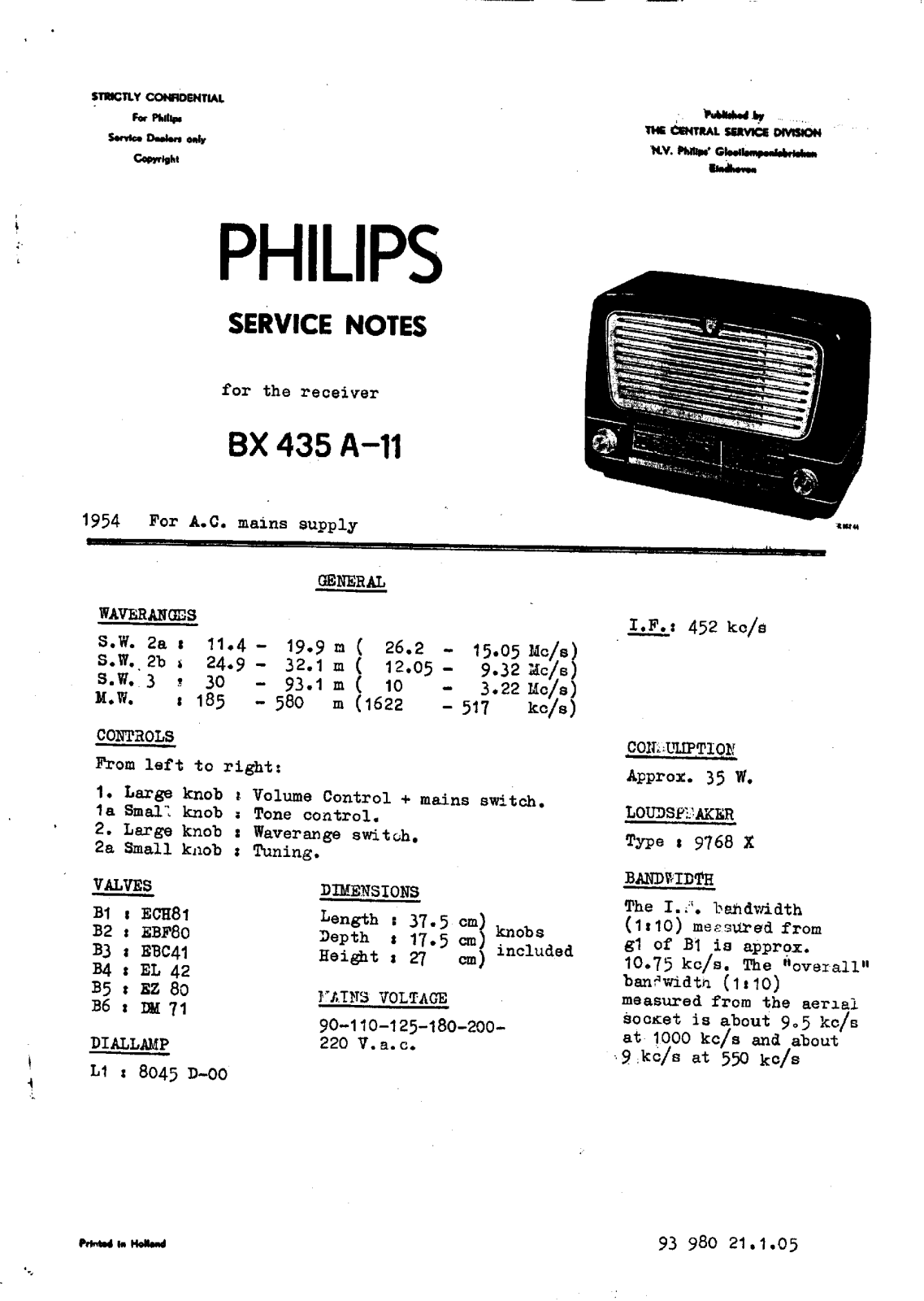 Philips BX435A Schematic