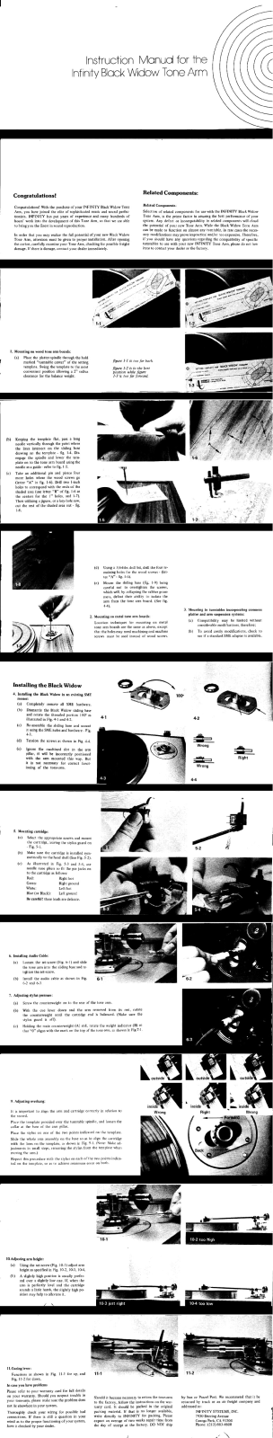 Infinity Black Widow Owners manual