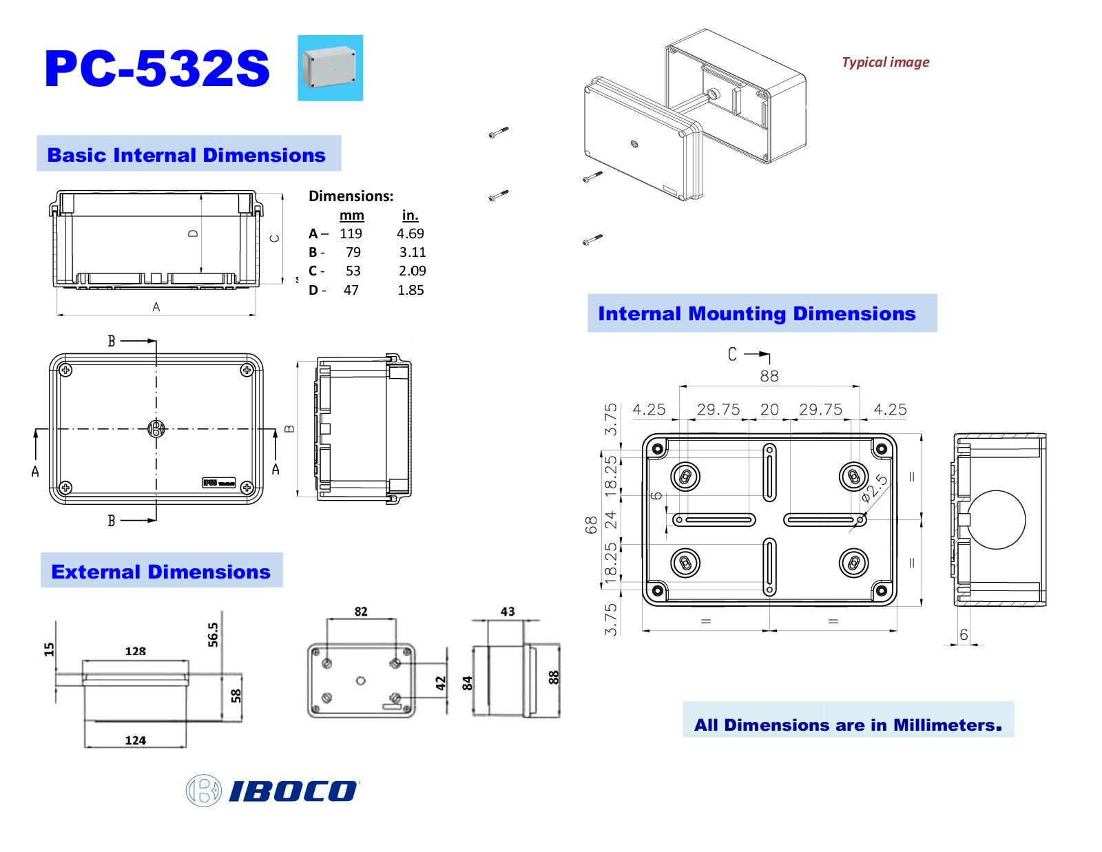 Iboco PC-532S Dimensional Sheet