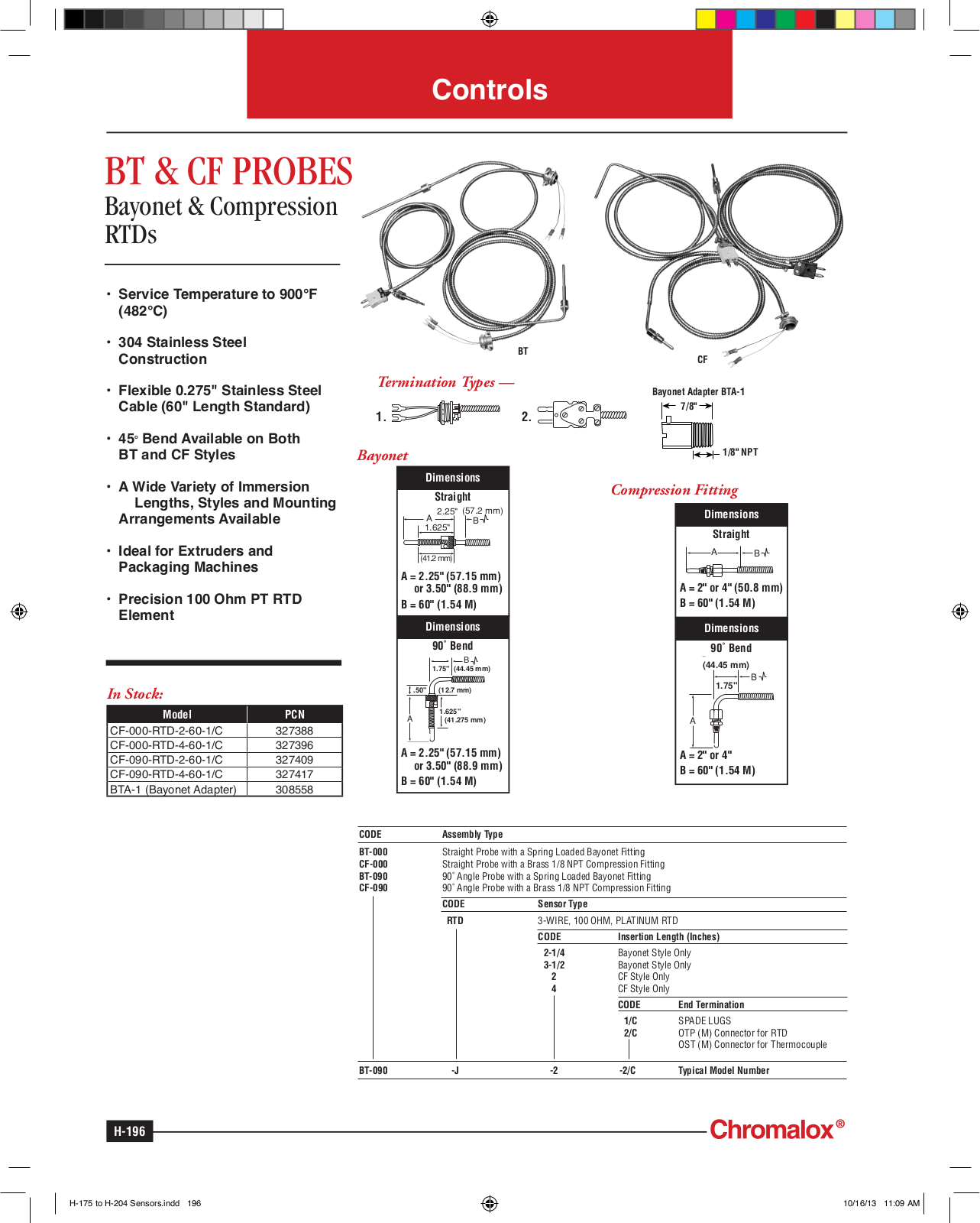 Chromalox BT, CF PROBES Catalog Page